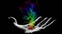 Abstract multicolor palm hands