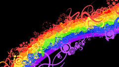 Abstract multicolor rainbows black