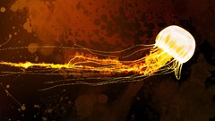 Abstract orange grunge jellyfish