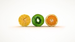 Abstract oranges lemons kiwi fruits