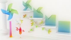 Abstract origami leaves cgi