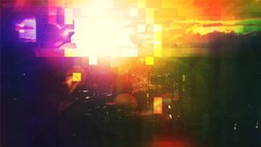 Abstract Pixels bokeh multicolor cities cityscapes digital art 