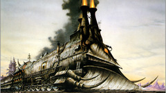 Abstract raiload huge train