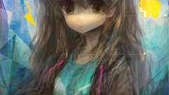 Abstract shirts jackets multicolor smiling long hair anime 