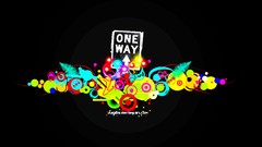 Abstract signs black background multicolor