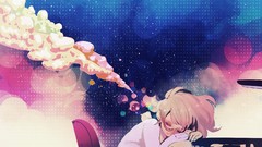 Abstract sleeping anime girls short hair original characters