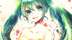 Abstract smiling long hair green eyes hatsune miku vocaloid 