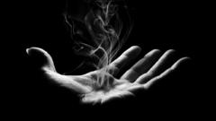 Abstract smoke hands grayscale