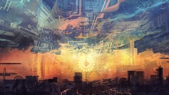 Abstract sunrise steampunk Berlin