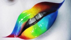 Abstract teeth lips multicolor