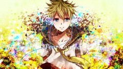 Abstract tie blondes multicolor blue eyes earphones short hair 