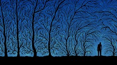 Abstract Trees silhouettes drawings