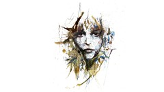 Abstract white background faces artwork