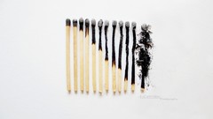 Abstract white background minimalistic matchsticks