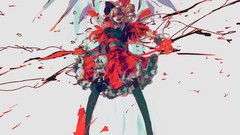 Abstract wings dress hats Vampires red eyes red dress tongue 