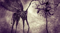 Abstract wings Giraffes grunge surreal artwork