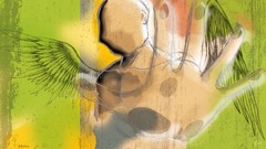 Abstract wings hands drawings digital art artistic