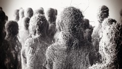 Abstract wires sculptures digital art grayscale decay