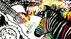 Abstract zebras guitars