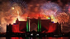 abu dhabi building fireworks lights