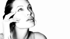 Actress Angelina Jolie grayscale