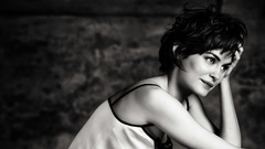Actress Audrey Tautou grayscale