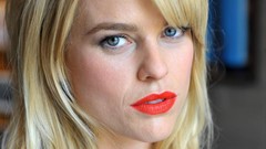 Actress blondes red lipstick alice eve blue green eyes