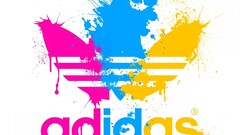 Adidas paint splatter CMYK magenta cyan yellow logo