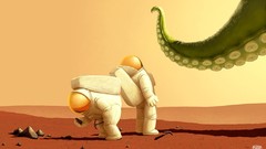 Advertisement tentacles astronauts artwork
