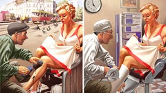 Advertisement USSR illustrations artwork Russians