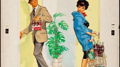 Advertisement white background Mad Men vintage bottles posters 