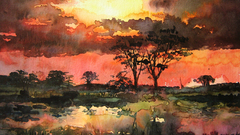 African sunset by kalinatoneva