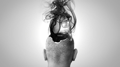 Agression head smoke abstract