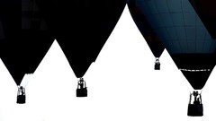 Air white background silhouettes hot air balloons