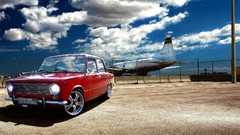 Aircraft air skies old cars russian cars Lada 2101 VAZ