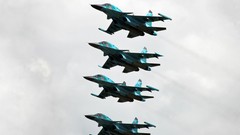 Aircraft airplanes skies Su-34 Formation formation flying