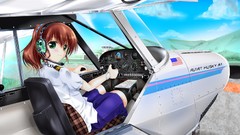 Aircraft anime girls brunettes