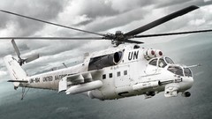 Aircraft aviation Mi-24 United Nations tilted view