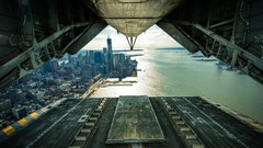 Aircraft buildings cityscapes new york city