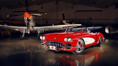 Aircraft cars Chevrolet Corvette vehicles classic cars red cars