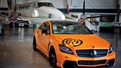 Aircraft cars Mercedes-Benz hangers orange cars Mercedes Benz 