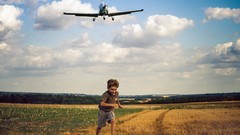 Aircraft children running