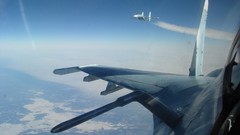 Aircraft close-up military flying jets skies cockpit Russian 