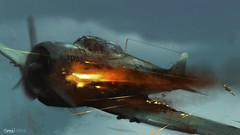 Aircraft dogfight artwork