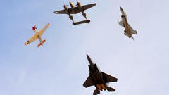 Aircraft f-16 fighting falcon Formation fighter jets P-51 