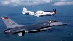 Aircraft f-16 fighting falcon P-51 Mustang
