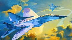 Aircraft flying skies artwork