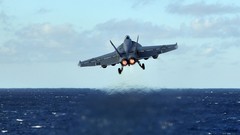 Aircraft flying waterscapes FA-18 Hornet