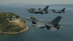 Aircraft Islands f-16 fighting falcon Turks Canakkale