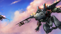 Aircraft macross Robots artwork